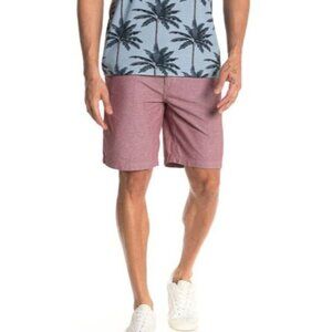 NEW! 14th & Union Men's Red Oxblood Chambray Flat Front Shorts Size 40 Trim Fit